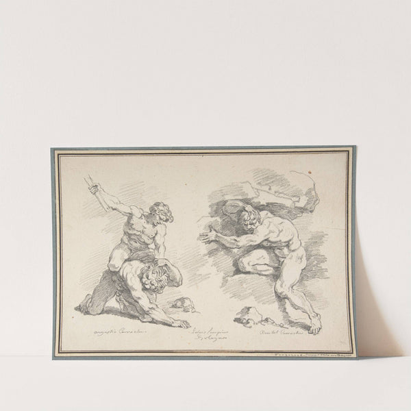 Hercules and Cacus, after Annibale Carracci, and the Destruction of Enceladus, after Agostino Carracci by Jean-Honoré Fragonard