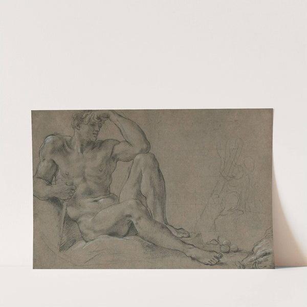 Hercules Resting (recto); Footed Vessel with Handle (verso) (1595-97) by Annibale Carracci