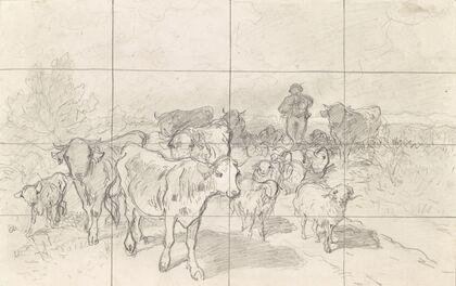 Herde mit Hirten Rinderstudien (1860-1880)
