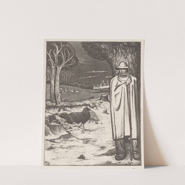 Herder met een kudde schapen in een heuvellandschap by Richard Nicolaüs Roland Holst