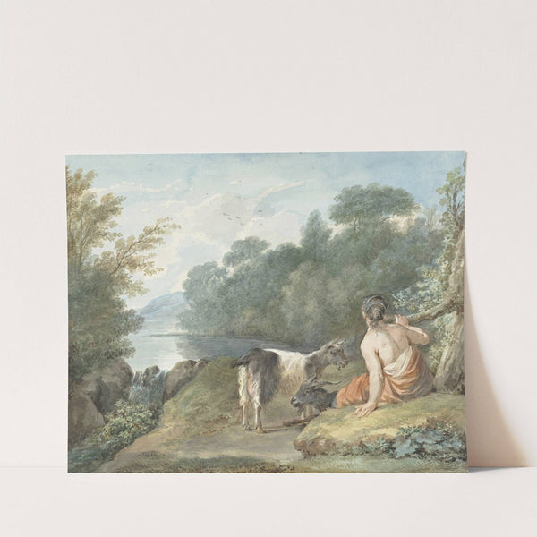 Herderin met geiten in een landschap met een meer (1781) by Aert Schouman