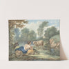 Herderin met schapen in een landschap met een meertje (1781) by Aert Schouman