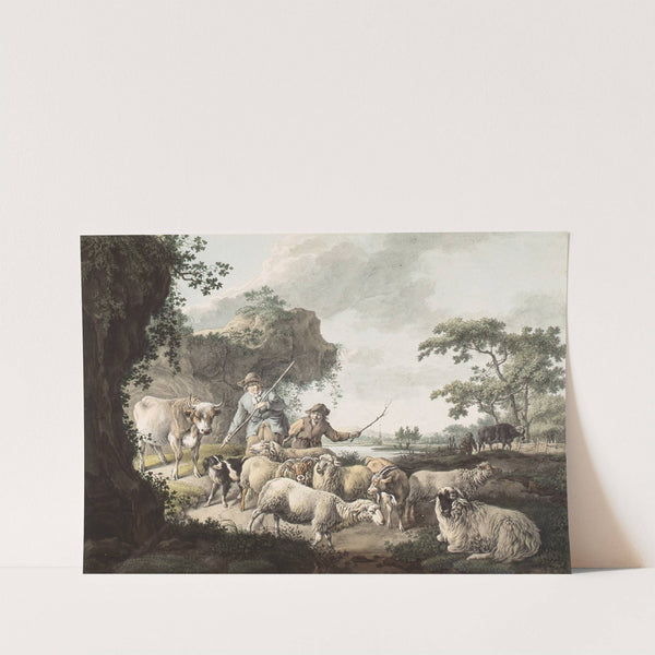 Herders met vee by Barend Hendrik Thier