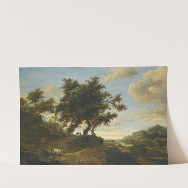 Herders On Lightly Wooded Raised Ground Overlooking An Expansive River Landscape by Jacob Salomonsz. van Ruysdael