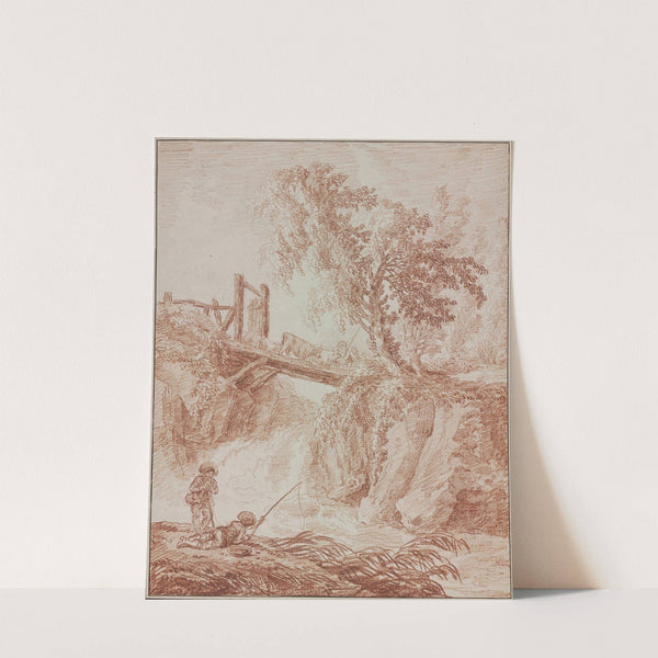 Herdsmen Crossing a Waterfall (1770-1775) by Hubert Robert