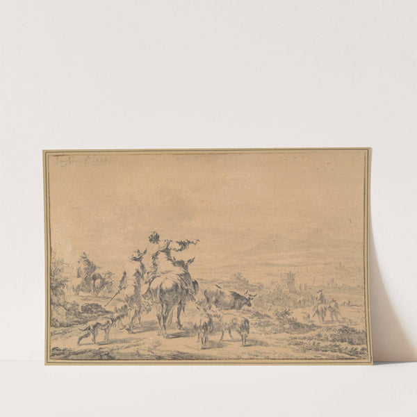 Herdsmen in an Italian Landscape by Nicolaes Pietersz. Berchem