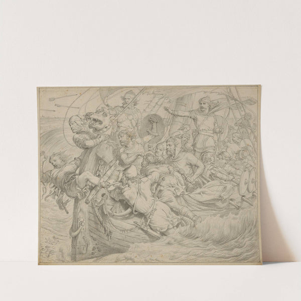 Hereward the Wake, Last of the English; Hereward rams his ship upon the Flemish coast. by Henry Courtney Selous