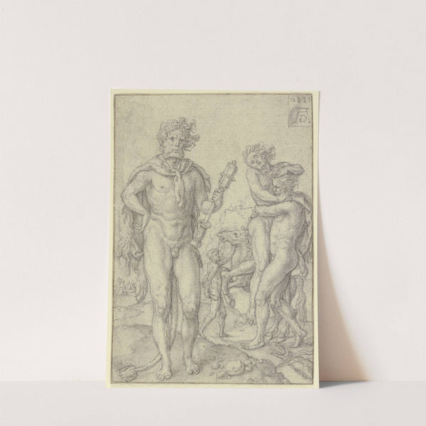 Herkules als Triumphator; Herkules und Antäus; Herkules bändigt die Rosse des Diomedes by Heinrich Aldegrever
