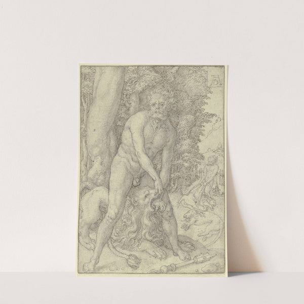 Herkules bezwingt den Nemäischen Löwen by Heinrich Aldegrever