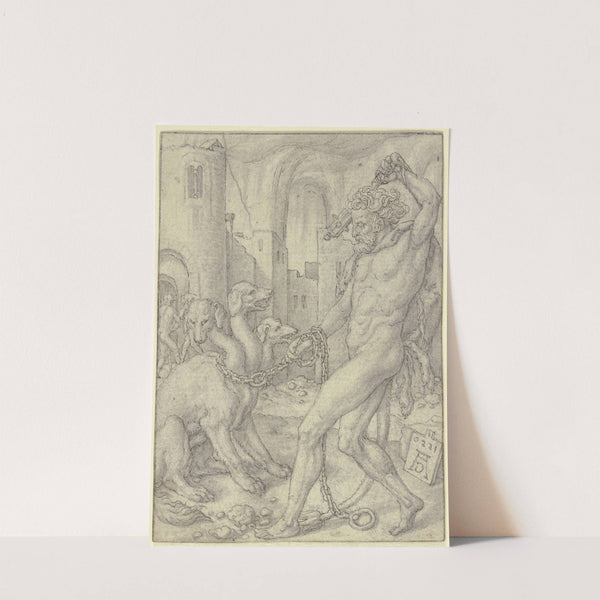 Herkules holt den Zerberus aus der Unterwelt by Heinrich Aldegrever