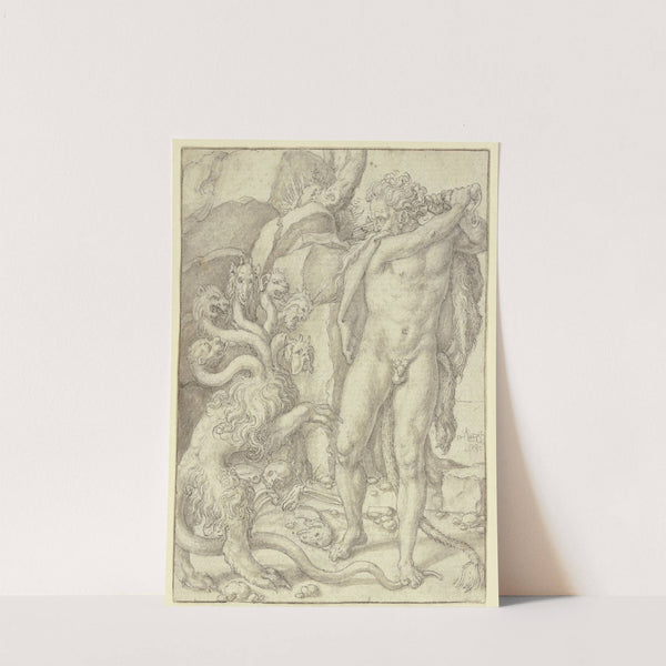 Herkules tötet die Lernäische Hydra by Heinrich Aldegrever