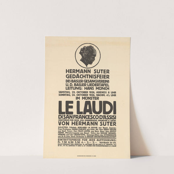 Hermann Suter Gedächtnisfeier – Le Laudi di San Francesco d’Assisi – im Münster (1926) by Burkhard Mangold