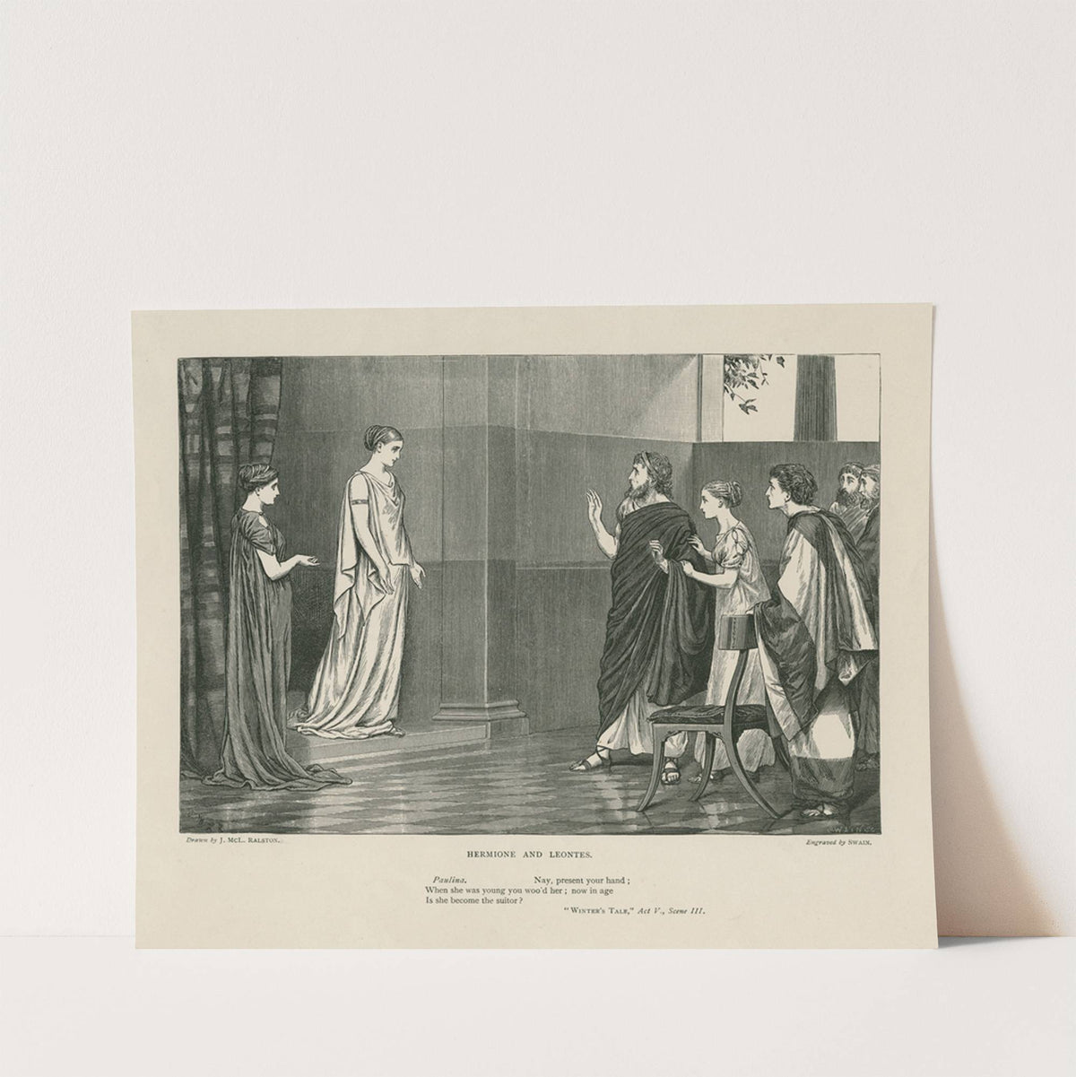 Hermione and Leontes, Paulina; Nay, present your hand, Winter’s tale, act V, scene III by Joseph Swain