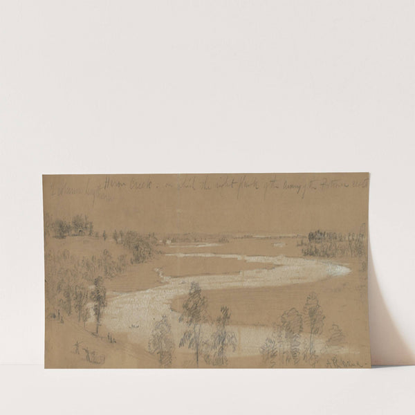 Heron Creek–on which the right flank of the Army of the Potomac rests (1862) by Alfred Rudolph Waud