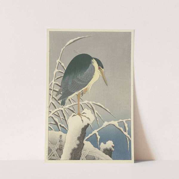 Heron in snow by Ohara Koson