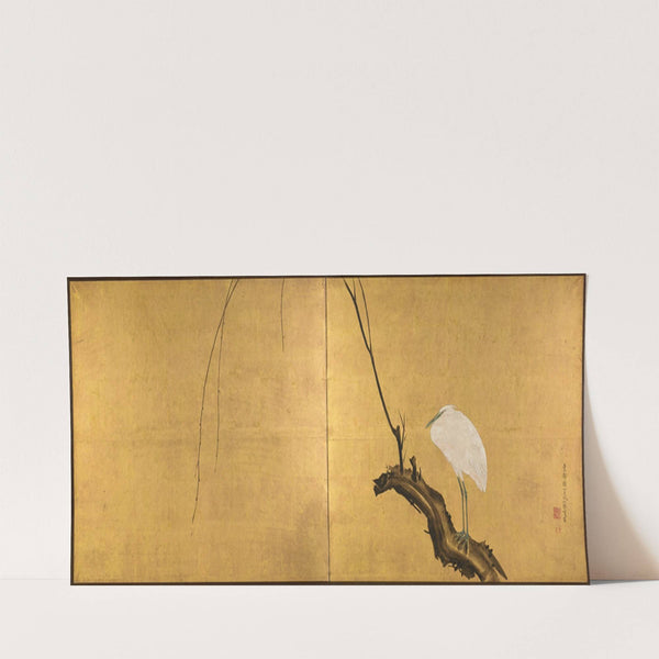 Heron on a Willow Branch (late 1700s) by Maruyama Ōkyo