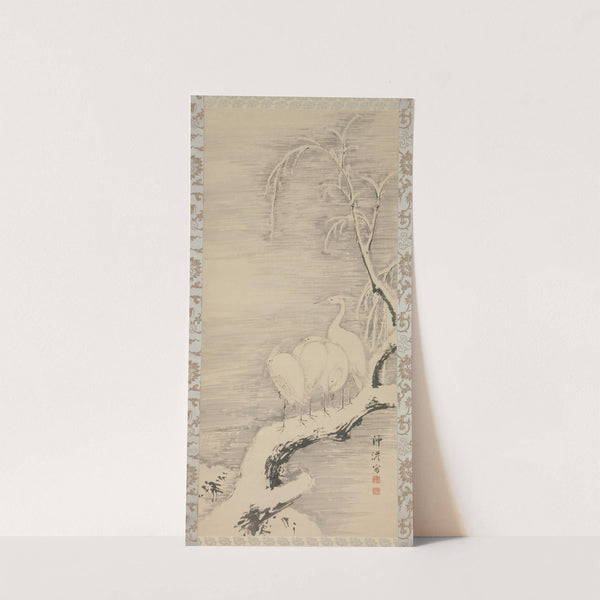 Herons in the Snow (ca. 1840) by Nakabayashi Chikutō