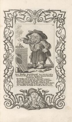 Herr Blasius Rauchmantl, der frucht-loßen Alchimie Kunst Archi-Sectator, Quintae Essentiae Stultorum Possessor, Pl. 36 (1710-1719) — size preview