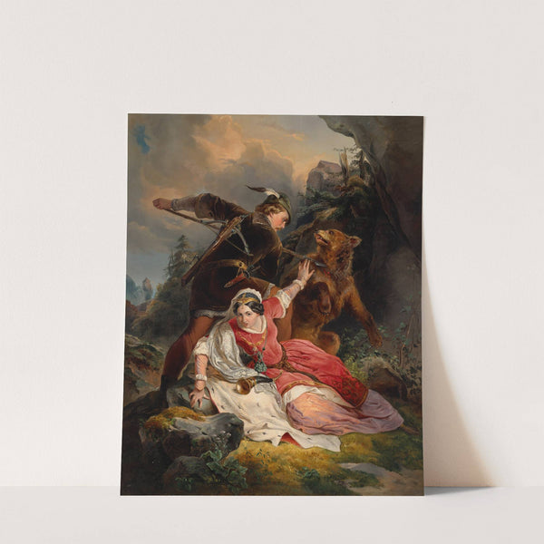 Herzog Ernst der Eiserne rettet Cimburgis von Masowien by Franz Dobiaschofsky