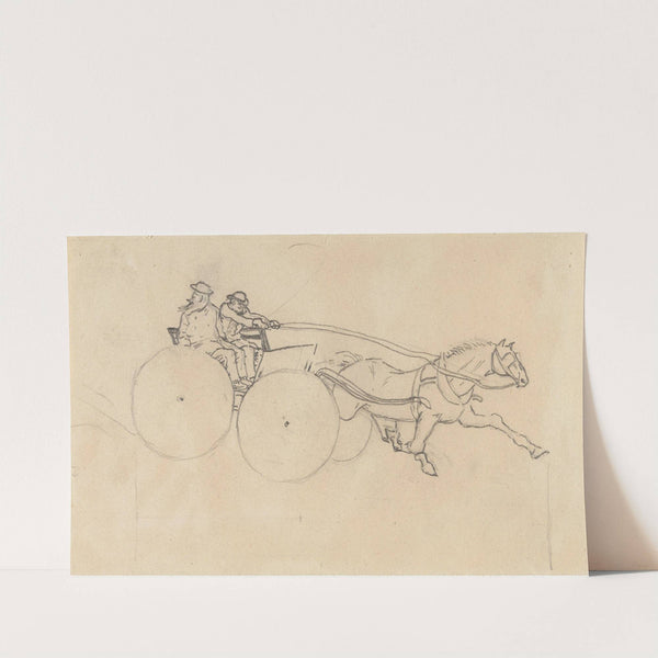 Hest og karjol med to figurer by Christian Krohg