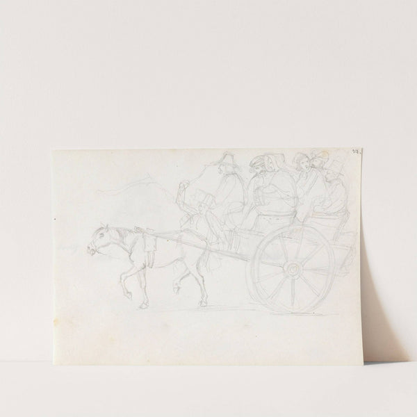 Hest og vogn med passasjerer (1842) by Adolph Tidemand