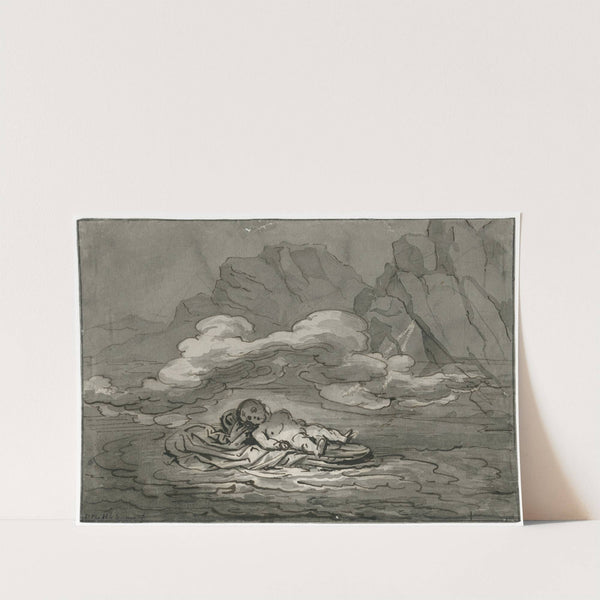 Het kind Mozes in een biezen mandje by David Humbert de Superville