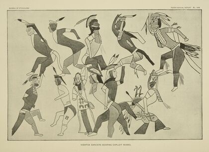 Hidatsa Dancers bearing exploit marks