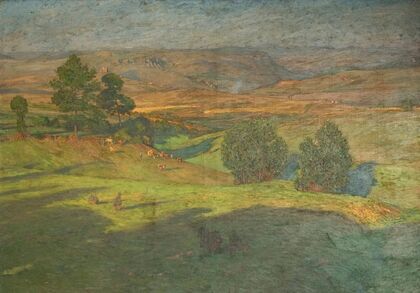 Highland landscape at sunset