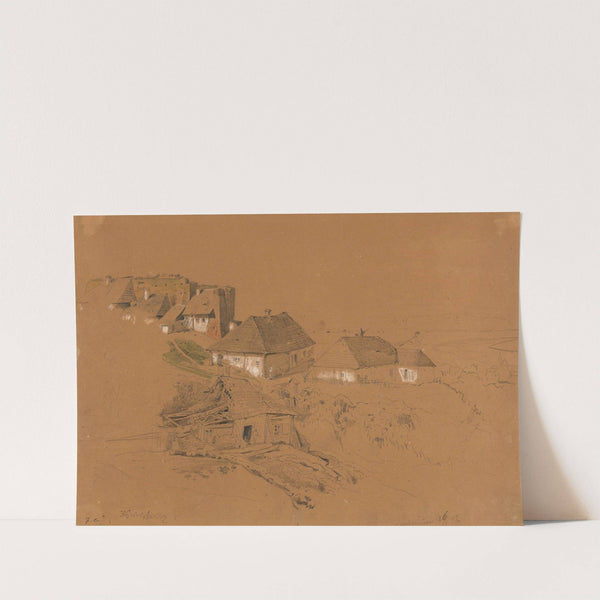 Hill in Sandomierz with ruins of a wall tower and houses (1852) by Wojciech Gerson