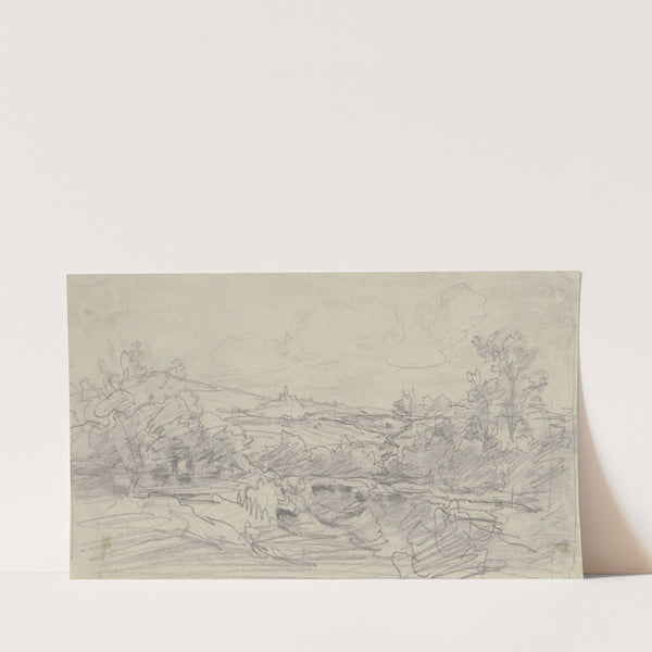 Hill landscape with castle by Anton Burger