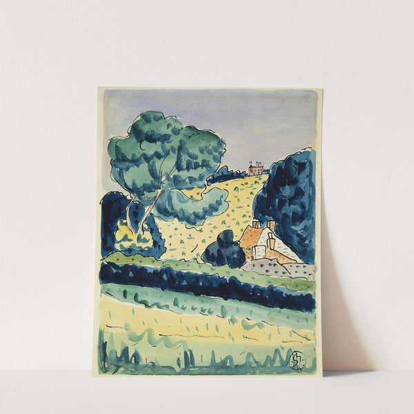 Hillside with cottages by Raymond McIntyre