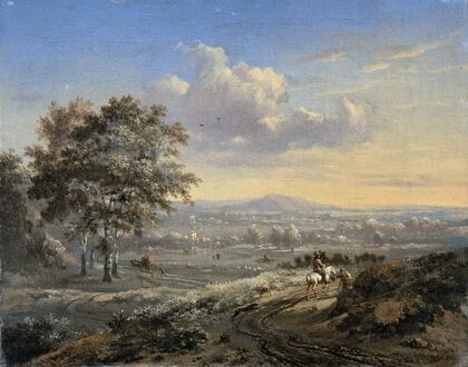 Hilly Landscape with a Rider on a Country Road (1655 - 1684)
