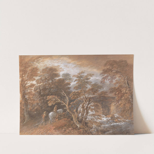 Hilly Landscape with Figures Approaching a Bridge by Thomas Gainsborough