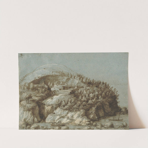 Hilly Landscape with Ships by Gherardo Cibo