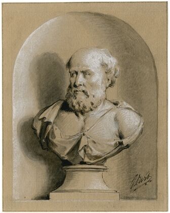 Hippocrates: borstbeeld in een nis