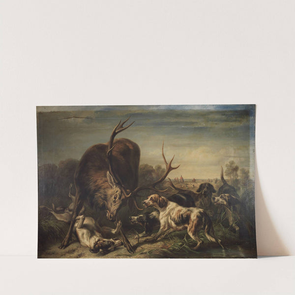 Hirsch, von Hunden gestellt by Benno Raffael Adam