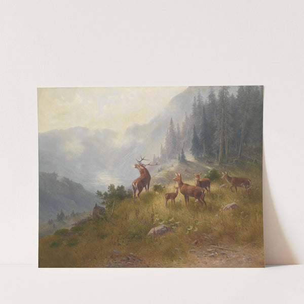 Hirsche im Hochgebirge by Ludwig Sckell