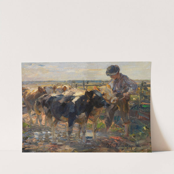 Hirte mit Jungrindern (1900) by Heinrich Von Zügel