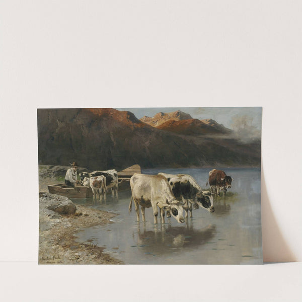 Hirte mit Kühen am Seeufer (1903) by Christian Mali