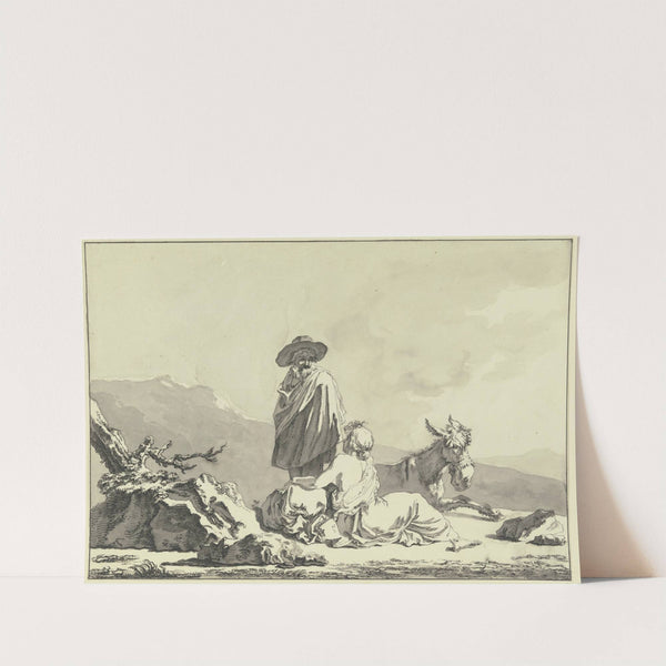 Hirte und Hirtin bei einem Esel by Francesco Londonio