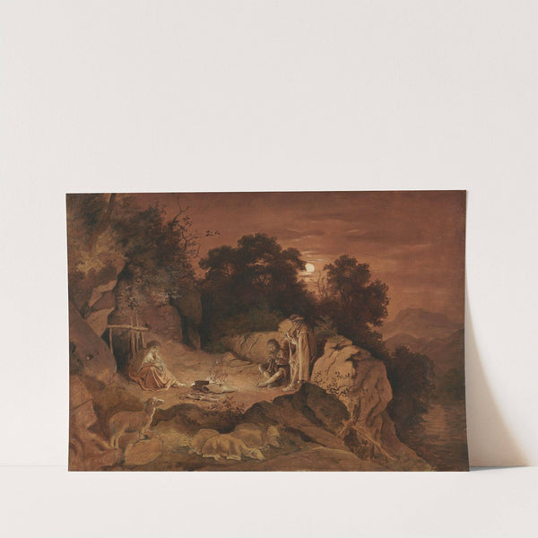 Hirten am Feuer (Abendlandschaft) by Adrian Ludwig Richter