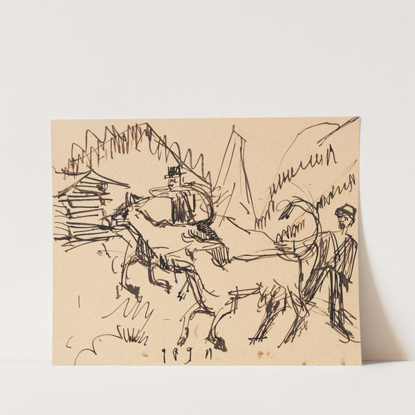 Hirten und Kühe auf der Stafelalp (1921) by Ernst Ludwig Kirchner