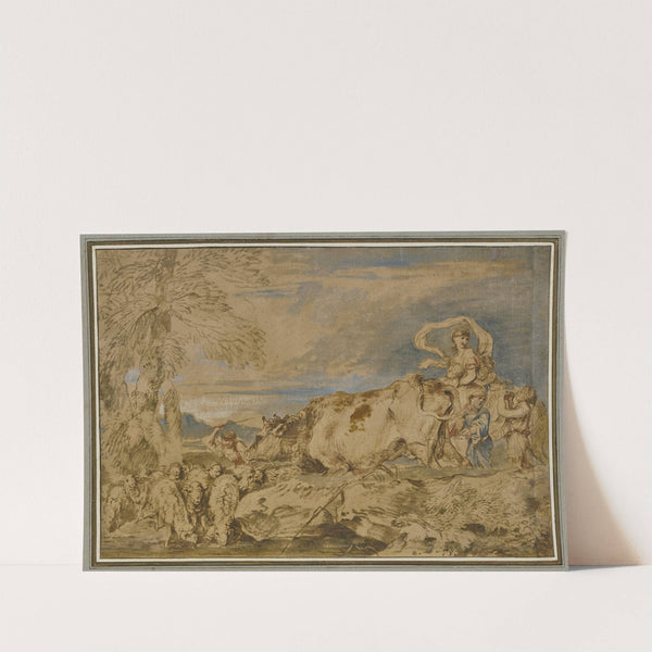 Hirten und Schäferinnen mit einer Herde an der Tränke by Giovanni Benedetto Castiglione