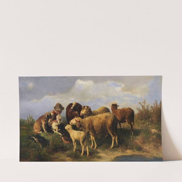 Hirtenjunge mit Schafen (1870) by Anton Braith