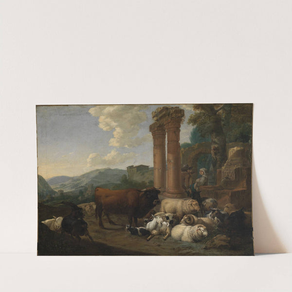 Hirtenszene in römischer Ruinenlandschaft (1660) by Johann Heinrich Roos