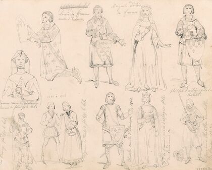 Historical Figures around the Battle of the Golden Spurs such as Louis of France, his Wife Margaret and his Son Philip, Joan of Navarre, Jacques de Chatillon and Others