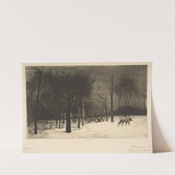 Hiver (Le Loup dans la neige) (1864) by Félix Bracquemond