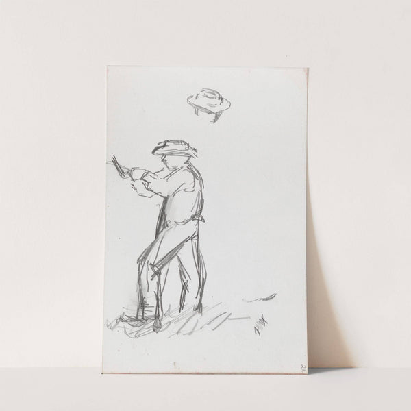 Hode; mann hvilende på redskap by Ludvig Karsten