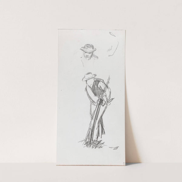 Hode; mann som slår gress by Ludvig Karsten