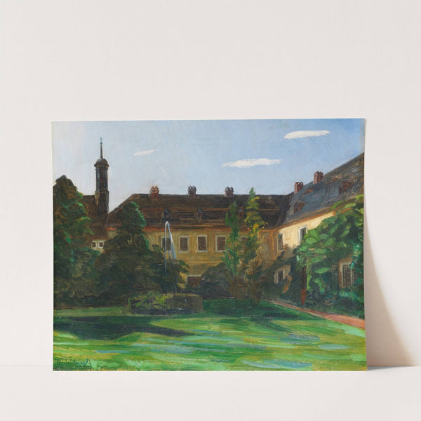 Hof im Stift Neuburg mit Springbrunnen II by Wilhelm Trübner